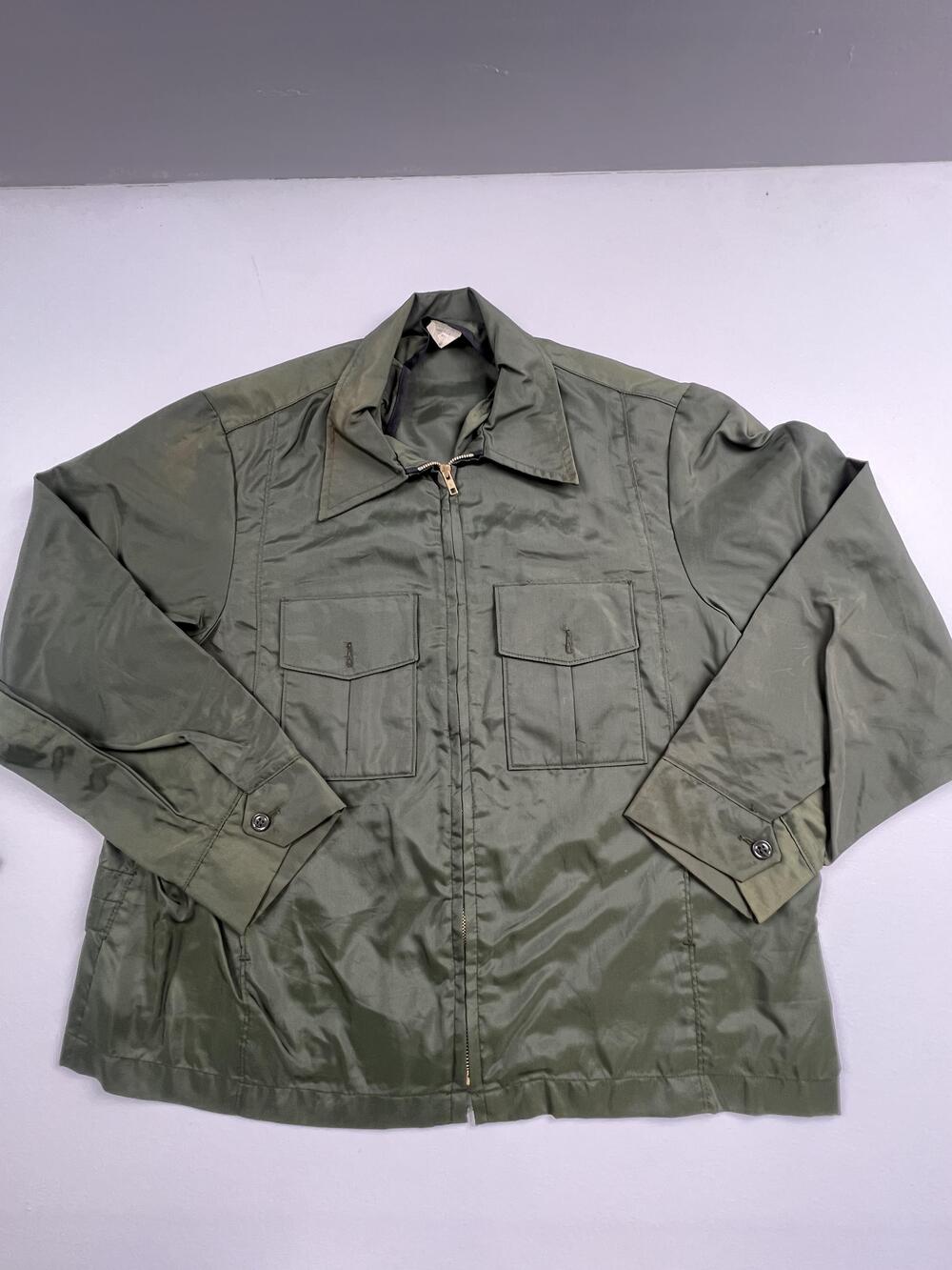Military Rain Jacket Mens 48 Big & Tall Green Nylon Windbreaker Full Zip Pockets